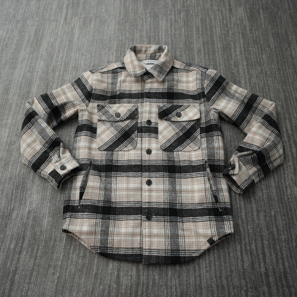 Alpine Design Jacket Men Plaid Flannel Wool 2 Pockets Long Sleeve Buttons XS‎